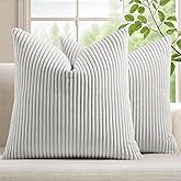 Mecatny Corduroy Decorative Throw Pillow Covers 18x18 Set of 2 for Sofa Living Room, Soft Neutral Boho Couch Pillow Covers for Home Decor, Grey