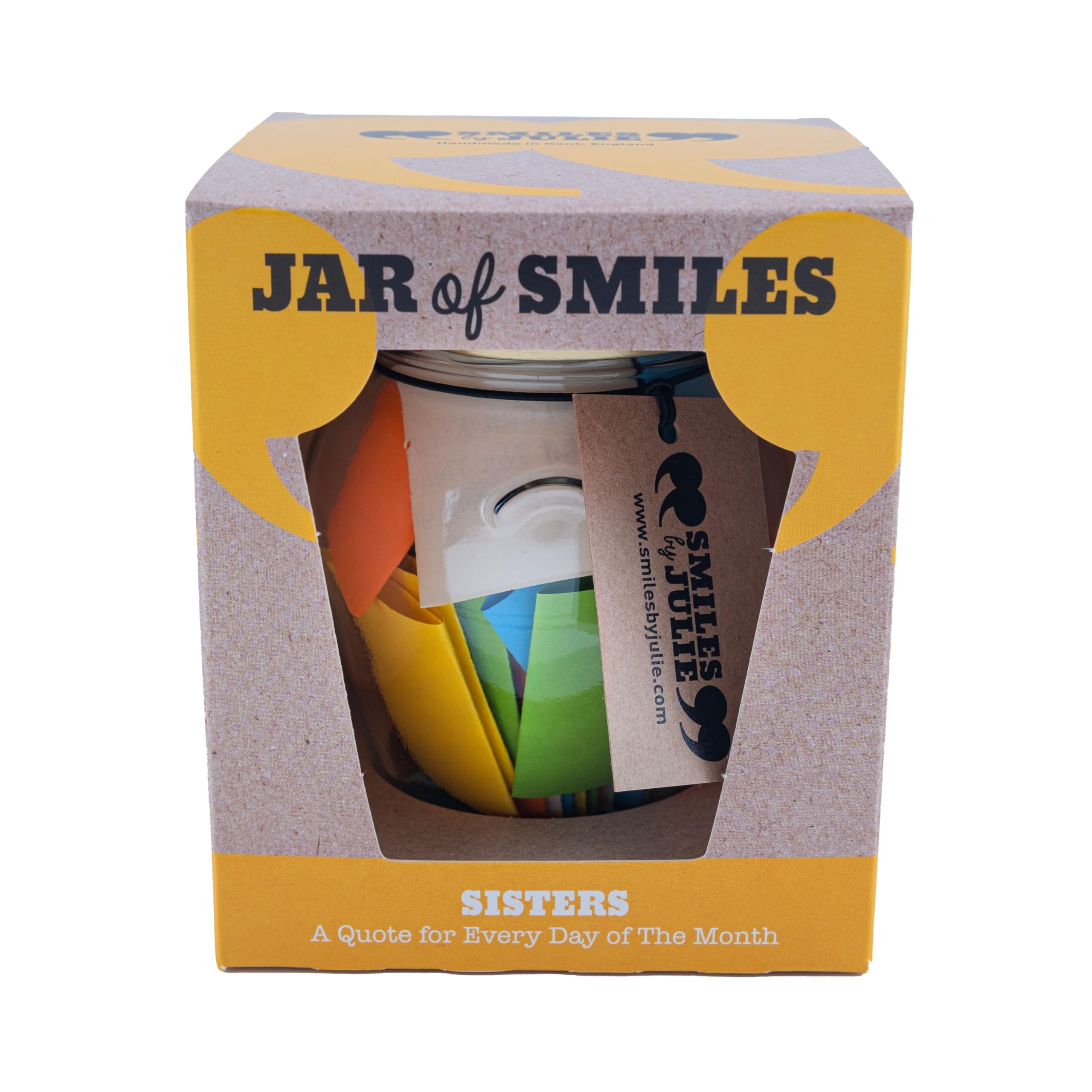 Smiles by Julie Sisters Quotations In A Jar. A Month of Loving, Amusing and Humorous Quotes. Show how much you love & value her Friendship. Unique Gift Box.