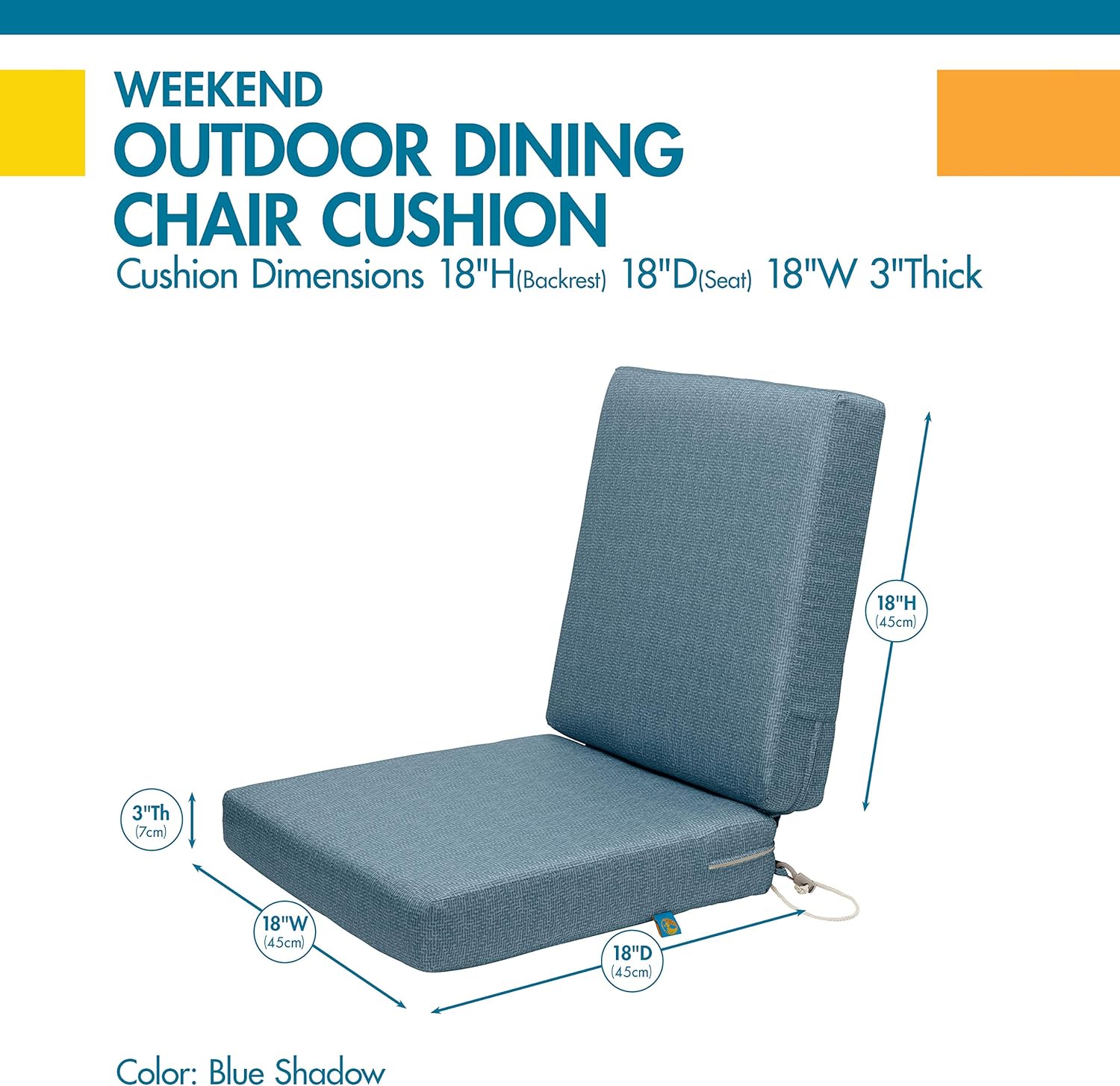 Duck Covers Weekend Water-Resistant 36 x 18 x 3 Inch Outdoor Dining Chair Cushions, Blue Shadow : Garden & Outdoor