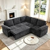 85'' Modular Sectional Sleeper Sofa, L Shape Pull Out Sofa Bed with Storage | 5 Seat Convertible Sectional Couches for Living Room, Apartment, Cloud Modular Couch with Storage, Pull Out Couch, Dark Gray