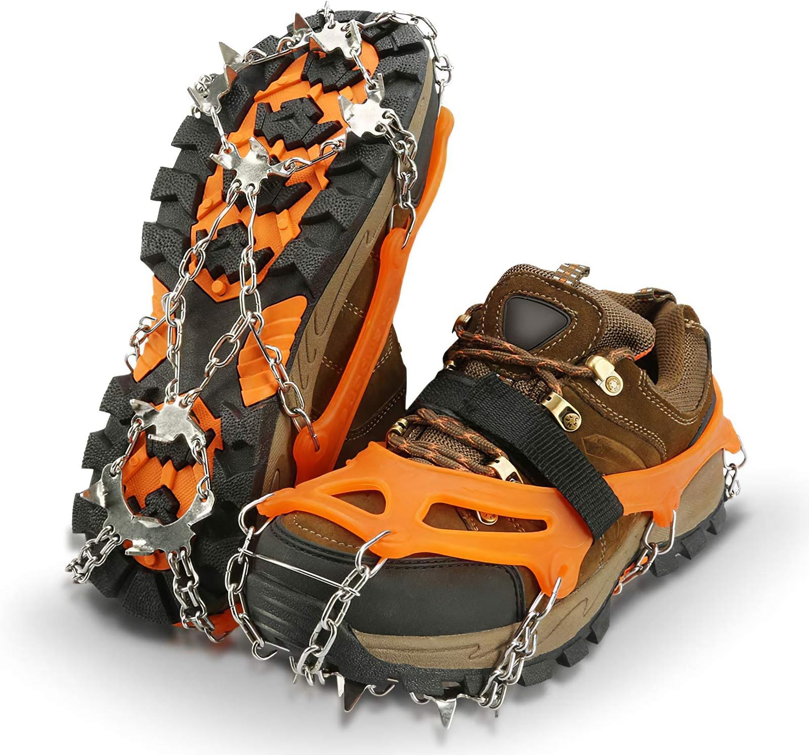 IPSXP Traction Cleats, Ice Snow Grips Crampons for Footwear with 19 Stainless Steel Spikes for Walking, Jogging, Climbing, Hiking on Snow and Ice (M/L/XL)