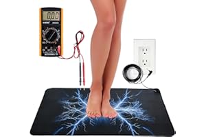 EARTHVERA Grounding Mat For Feet - With Multimeter for Monitoring Body Voltage Drop - Boost Blood Circulation, Inflammation Relief, Improved Overall Health - Earthing Mat for Office Desk or Feet
