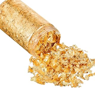 15 Gramm Gold Blatt Flocken Gold Folien Flocken Gold Metallisch Folien Flocken für Vergoldung, Malerei, Handwerk Nägel und DIY (Gold)