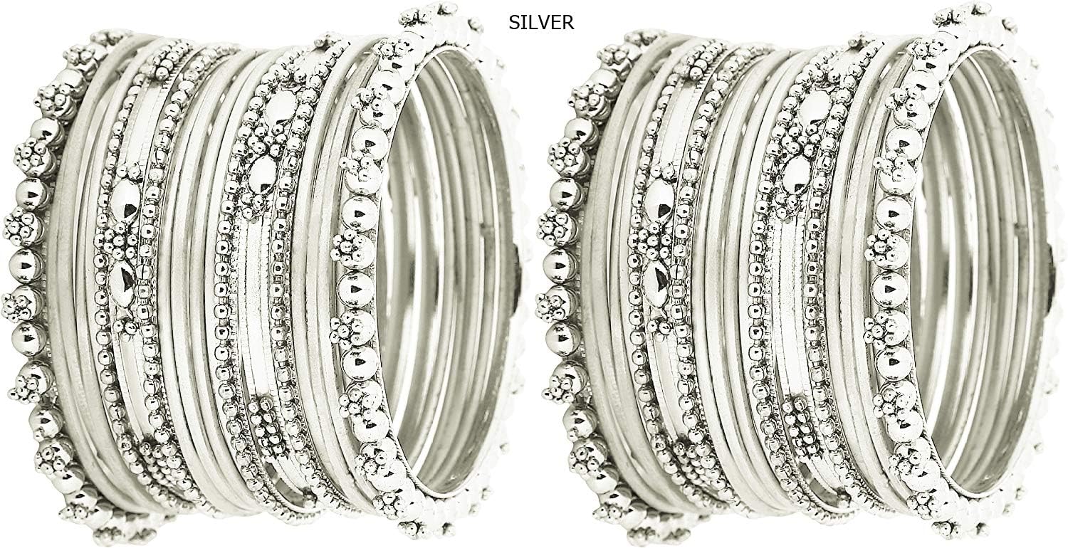 GOSPOSS Silver Coloured Non-Precious Metal Bangle Set for Women