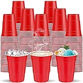 cssopenss 120 pcs 16 oz red plastic cups Christmas Plastic Cups red Party Cups Valentines Day plastic cups for drinking Tastings served Snacks Barbecues Picnics