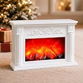 LED Fireplace with Flame Effect,Electric Fireplaces,Fire Place Lamp (White) | USB &amp; Battery-Powered Fireplace Simulation Tabletop Fireplace,for the Living Room,and Home Christmas D&eacute;cor (Without Heating)