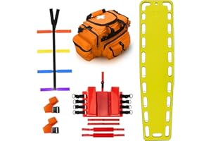 EMS XTRM Rescue Kit Comprehensive Emergency Support with Spine Board, Head Immobilizer, Trauma Bag & 10-Point Strap - Durable, Lightweight for First Responders, Yellow