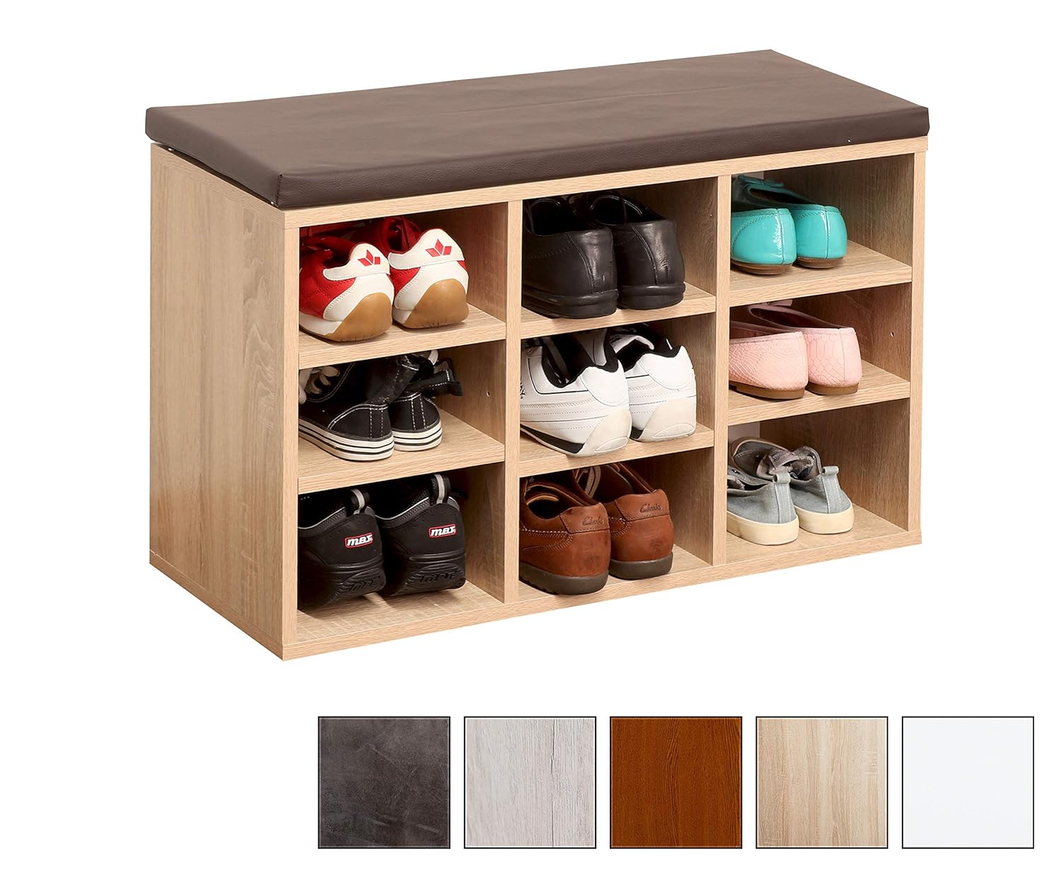 RICOO Banco de Armario Zapatería WM035-BG-A Estanterías con Asientos