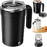 Automatic Magnetic Stirring Coffee Mug, Detachable Base Self Stirring Mug with Lid, Rechargeable Self Stirring Coffee Mug, Self Stirring Cup for Coffee, Milk, Cocoa and Other Beverages (Black)