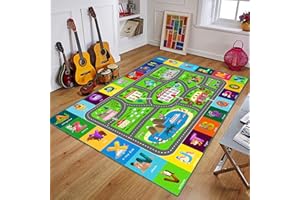 FUBULLISH ABC Alphabet, City Life Road Traffic Baby Play Educational Rug, Kids Playtime Collection Area Rug, Soft Non Slip Playroom Mat Carpet for Children Bedroom, Toddler Classroom (59 x 39.4 inch)