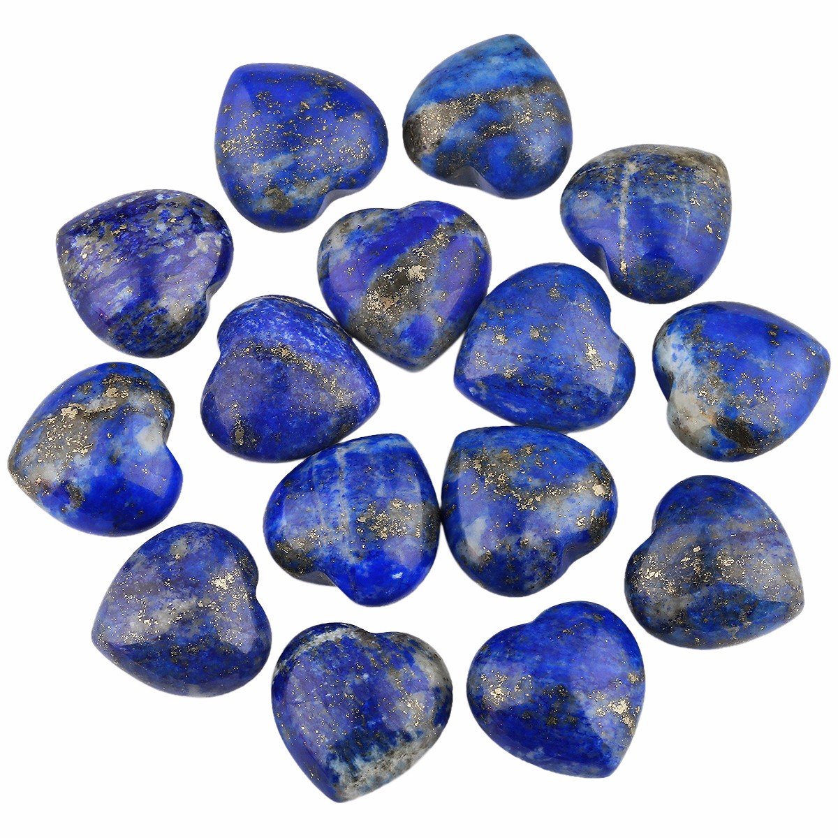 Shanxing 10pcs Natural Lapis Lazuli Mini Heart Crystals Set, Small Polished Blue Heart Stones for Arts and Crafts Healing Crystal Gifts Party Room Decor Pocket Love Heart Stone Gift for Women Girl