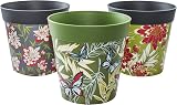 Hum Flowerpots Set of 3 15cm Indoor Outdoor Plastic Pots Green Grey view 1