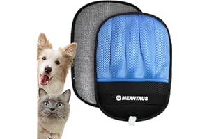 MEANTAUS Reusable Electrostatic Pet Hair Removal Glove for Dogs & Cats, with Self-Cleaning Pad, Works on Furniture, Clothing,