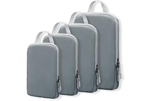 WOOMADA Compression Packing Cubes for Suitcases Travel Essentials 4 Set Expandable Travel Bags Organizer for Luggage(grey)