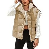 Fiona Jolin Puffer Vest Women Lightweight Winter Zip Up Stand Collar Sleeveless Puffy Jackets Padded Coats