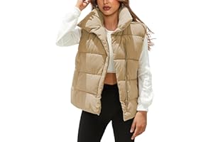 Himosyber Womens Puffer Vest Sleeveless Casual Loose Winter Warm Lightweight Stand Collar Down Jacket Coats