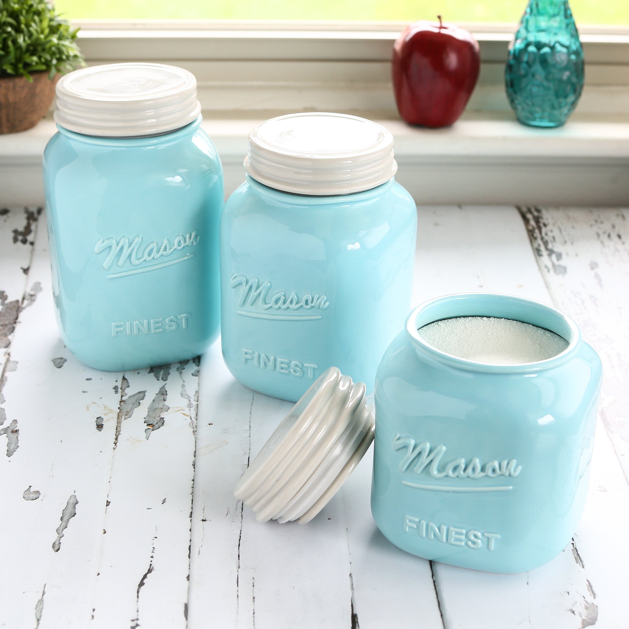 Sparrow Decor Mason Jar Kitchen Canister Set Set of 3 Kitchen