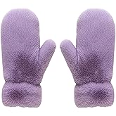 Funky Junque Fuzzy Mittens for Women Faux Fur Cold Weather Gloves Fleece Lined Cute Furry Fluffy Warm Winter Fashion