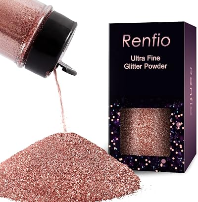 Renfio Rose Gold Ultra Fine Glitter Powder 60g for Resin Slime Crafts