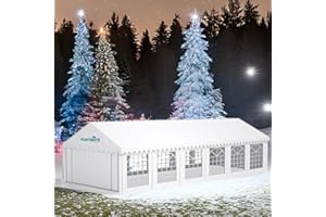 Vasttent 20x40ft Party Tent for Wedding Outdoor Large Event Camping, Upgraded Galvanized Poles&Rainproof PE Removable Sidewalls, Heavy Duty Canopy with 12 PVC Windows and Carry Bags - White