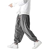 PRIJOUHE Men's Joggers Sweatpants Casual Wide Leg Jogger Pants Lightweight Sweat Pants with Pockets