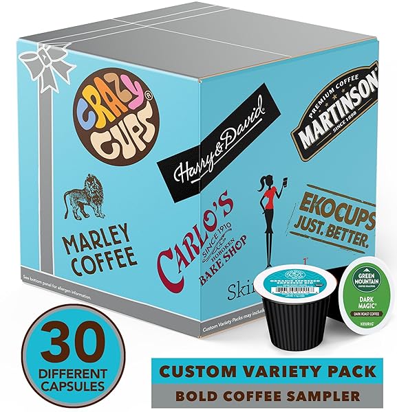 CUSTOM VARIETY PACK COFFEE POD VARIETY PACK, DARK ROAST AND BOLD FLAVORS, SINGLE SERVE CUPS FOR KEURIG K-CUP MACHINES – ROBUST ASSORTMENT WITH NO DUPLICATES, 30 COUNT – GREAT COFFEE GIFT
