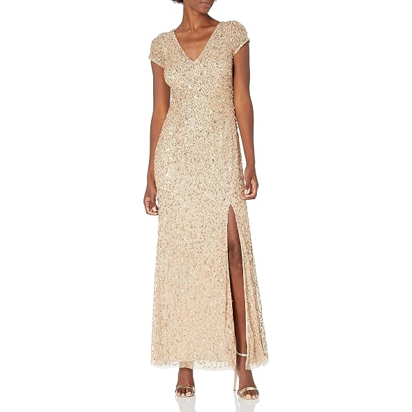 Amazon.com: Aidan Mattox by Adrianna Papell Women's Off The Shoulder Gown,  Gold, 2 : Clothing, Shoes & Jewelry