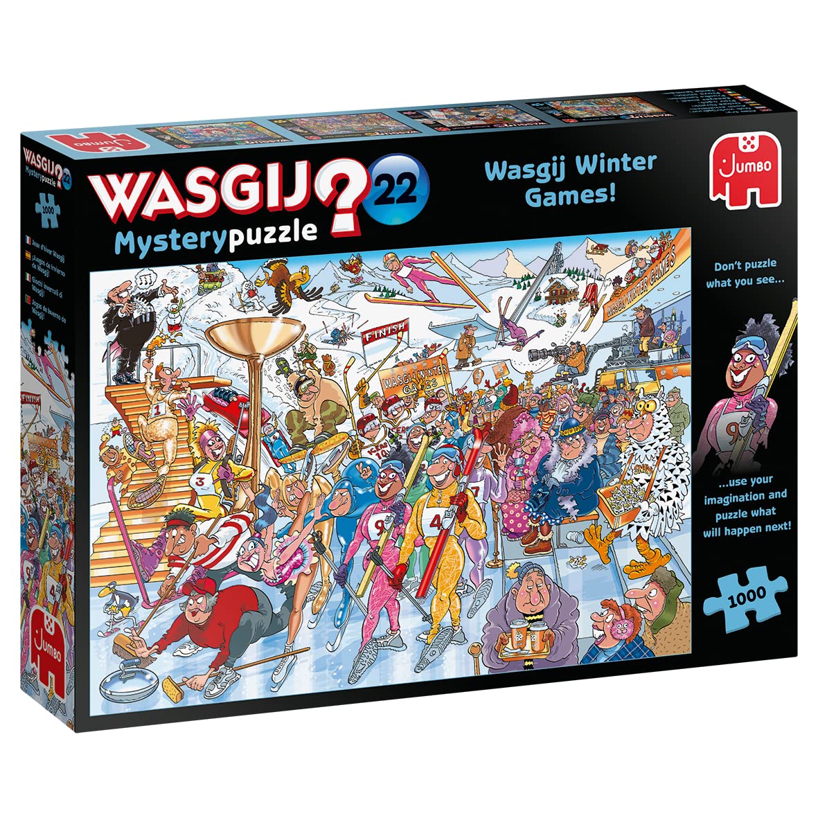 Wasgij Mystery 22, Winter Games - 1000 Piece Jigsaw Puzzles for Adults - Fun Challenging & Brainteasing Adults Jigsaw Puzzle - Puzzle What Happens Next - 100% Recycled Cardboard - 1000pcs - Jumbo