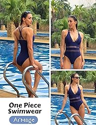 AI'MAGE Women One Piece Swimsuit Sexy V Neck