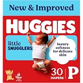 Huggies Little Snugglers Diapers Size Preemie, 30 Count | Luxury Softness, GentleAbsorb Liner, Gentle Skin Protection, Hypoallergenic, Fragrance Free, No Parabens