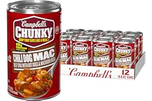 Campbell’s Chunky Chili Dog Mac Soup, 18.8 oz Can (12 Pack)