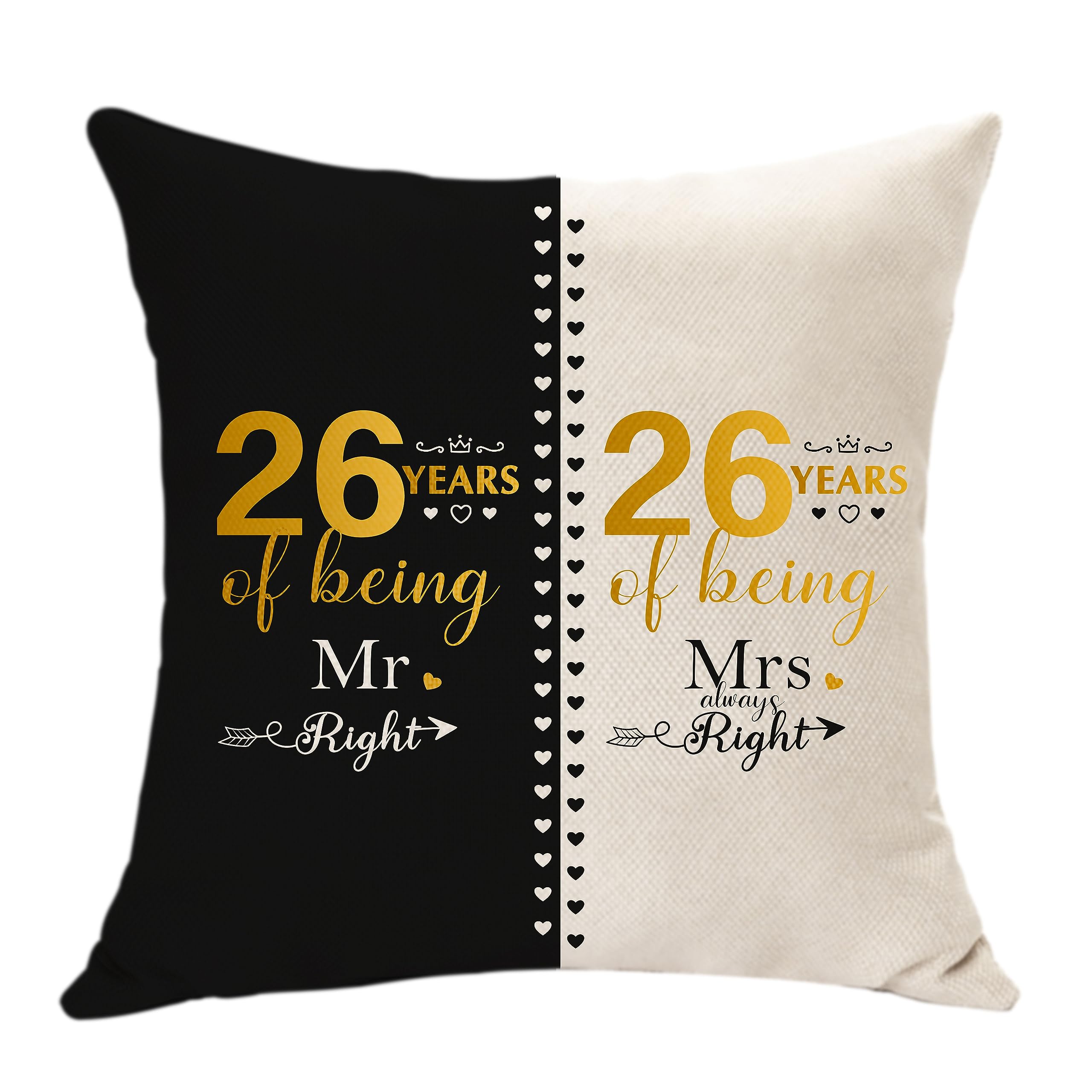 26 Years of Marriage Gifts for Couple Mr. Right and Mrs. Always Right Gifts Anniversary Cushion Cover for Husband Wife 26th Wedding Gifts for Her Him Dad Mum Aunt Wedding Anniversary Keepsake (26th)