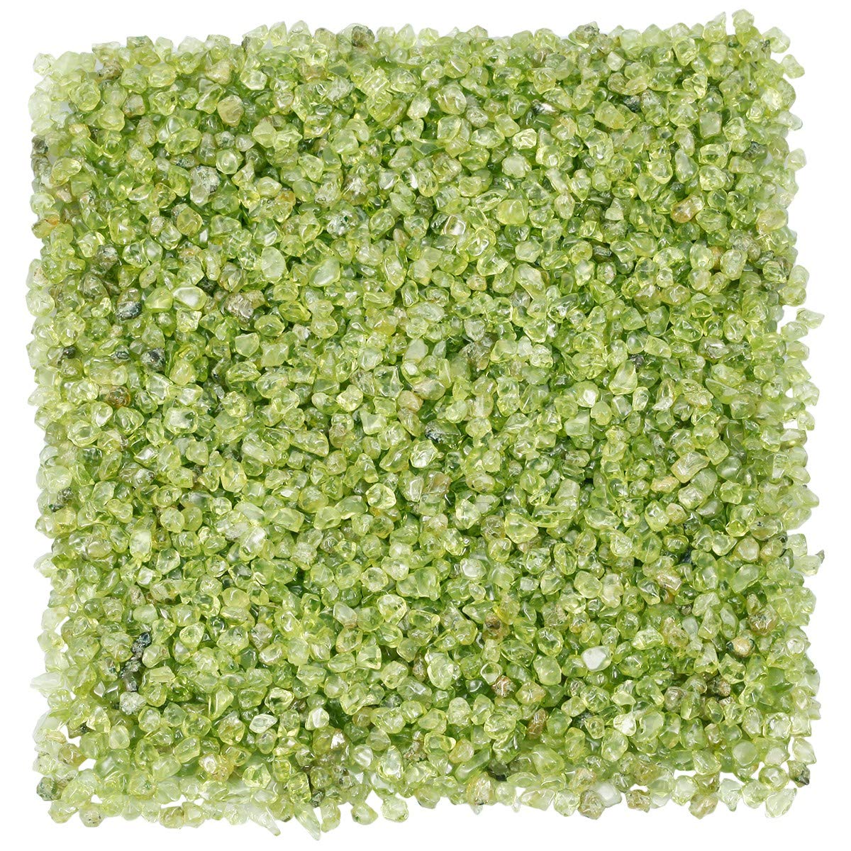 KYEYGWO Olivine Tumbled Chips Crushed Natural Stone for Decoration, Crystal Quartz Gravel Garden Decorative Stones 1 Pound(460 Gram)