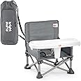 Bright Starts Pop ‘N Sit Portable Booster Seat, 3-in-1 Floor Seat, Travel High Chair & Toddler Booster with Feeding Tray, Ind