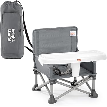 Dreambaby On-The-Go Baby Booster Portable High Chair with Convenient Storage Compartments, Suitable for Most Dining Chairs, Lightweight, Compact and Travel-friendly