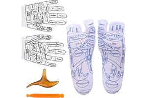 Aeaocvo 6Pcs Reflexology Socks Set, Hand Spa Reflexology Tools Massage and Foot Massage with Massage Tool, Foot Reflexology Socks for Tired Relieve (Men Size