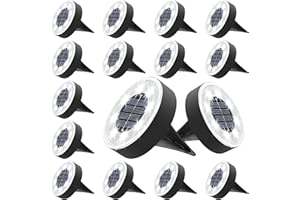 Joomer Solar Ground Lights, 16 Pack 8 LED Solar Lights Outdoor IP68 Waterproof Disc Light In-Ground Landscape Lighting Outdoor for Patio Pathway Lawn Yard Driveway Walkway (White)