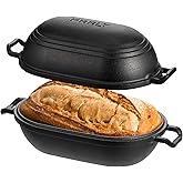 FRRLY Cast Iron Loaf Pan with Lid-Bread Baking Pan for Sourdough,Pre-Seasoned Oval Dutch Oven, 9 x 5-4/5 Inch Loaf Pans for Homemade,Heavy Duty with Even Heating