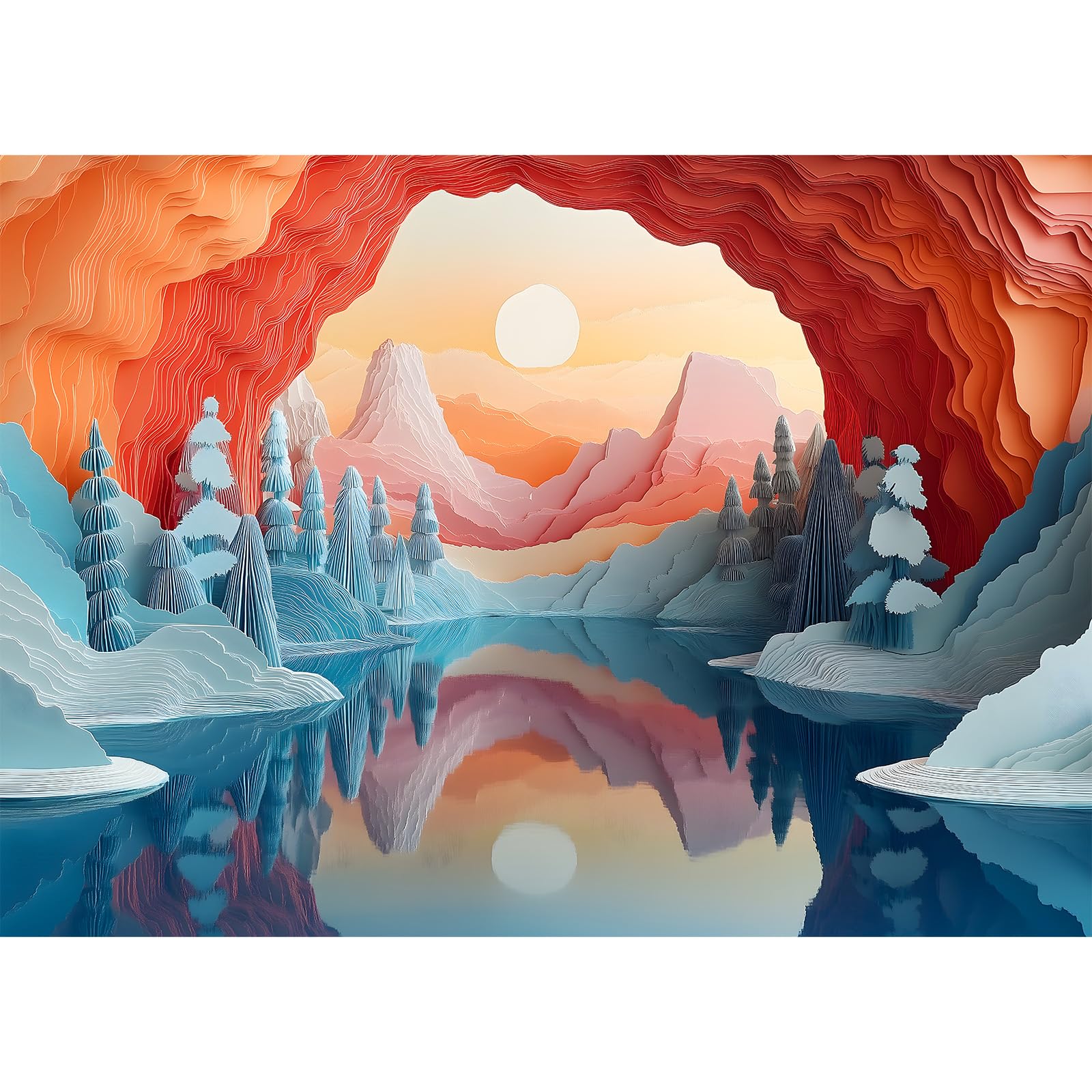 Photo 1 of 1000 Pieces Jigsaw Puzzle for Adults - Dreamy Glacier Sunrise Landscape - Challenging Puzzle with Fantasy Colors for Relaxing Family Fun (19.7x27.6 in)
