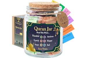 KATINAT 92 Quran Verse Jar - Islamic Decor & Gift Set, Small Quran Verses for Eid, Muslim Gifts for Men & Women, Islam Home Decoration, Spiritual Ramadan Gift