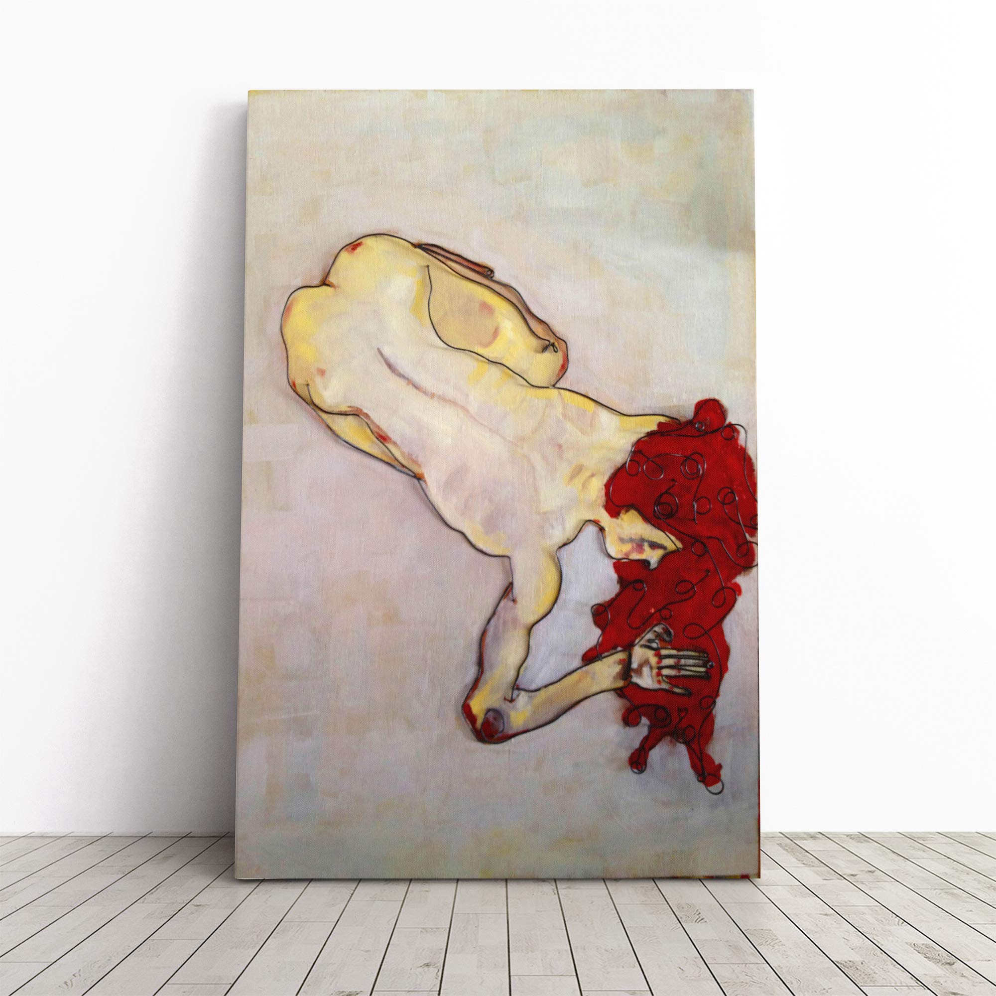 Egon Schiele Wire and Paint Study Canvas Print | Gallery Wrapped 30mm Frame Wall Art | 20x14 inches | Ready to Hang | Modern Picture | Living Room Bedroom Lounge Office