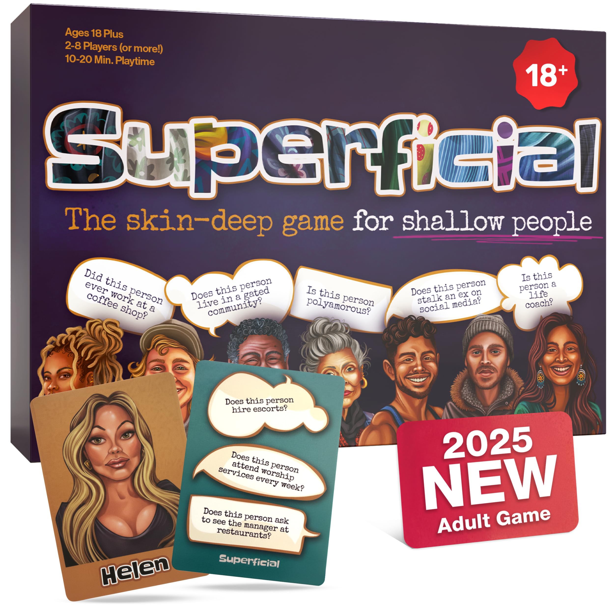 Inspiration Play Superficial Adult Party Card Game - The Skin-Deep Game for Shallow People - Hilarious Party Games for 18+, 2 to 10 Players