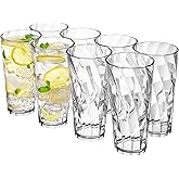 US Acrylic Optix Plastic Reusable Drinking Glasses (Set of 8) 26oz Iced-Tea Cups in Clear | BPA-Free Tumblers, Made in USA | Top-Rack Dishwasher Safe