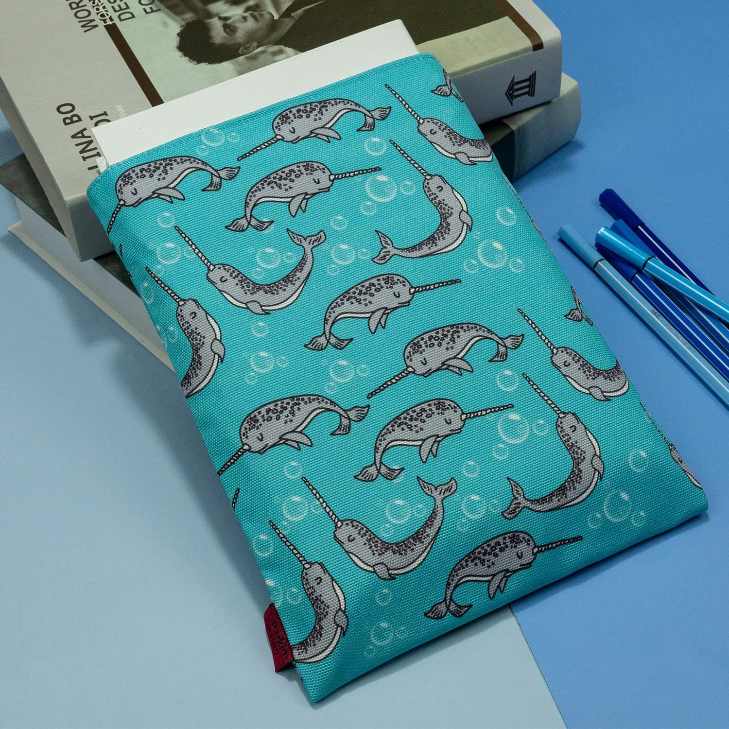 LParkin, Narwhal Design Medium Book Envelope Gift Idea Medium 11" x 8.5" Gifts for Book Lovers, Narwhal-book-sleeve - Image 5