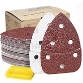 S&amp;F STEAD &amp; FAST Mouse Sander Sandpaper Assortment 70pcs | 40 60 80 120 150 220 320 Grit Detail Sand Paper, 6 Holes, Mouse Sanding Pads for Ryobi, Ryobi Sander Pads with Tack Cloth
