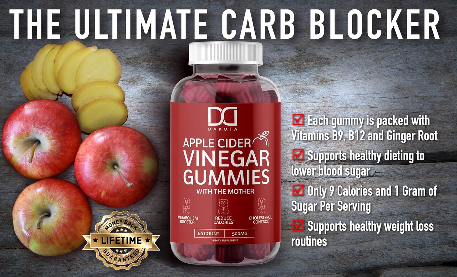 Apple Cider Vinegar Gummies with The Mother for Immune System Vitamin B12, B9, Pomegranate - Gummy Alternative to Apple Cider Vinegar Capsules, Pills, ACV Tablets - 120 Gummy Bears (2 Pack): Health & Personal Care