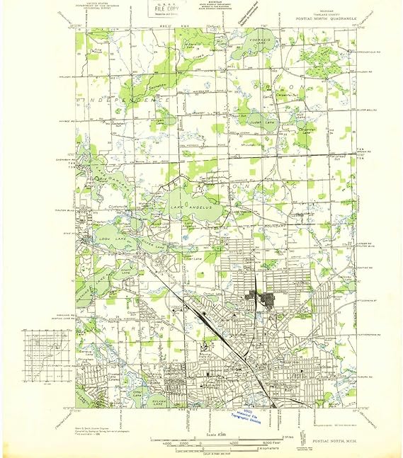 YellowMaps Pontiac North MI topo map, 131680 Scale, 7.5 X