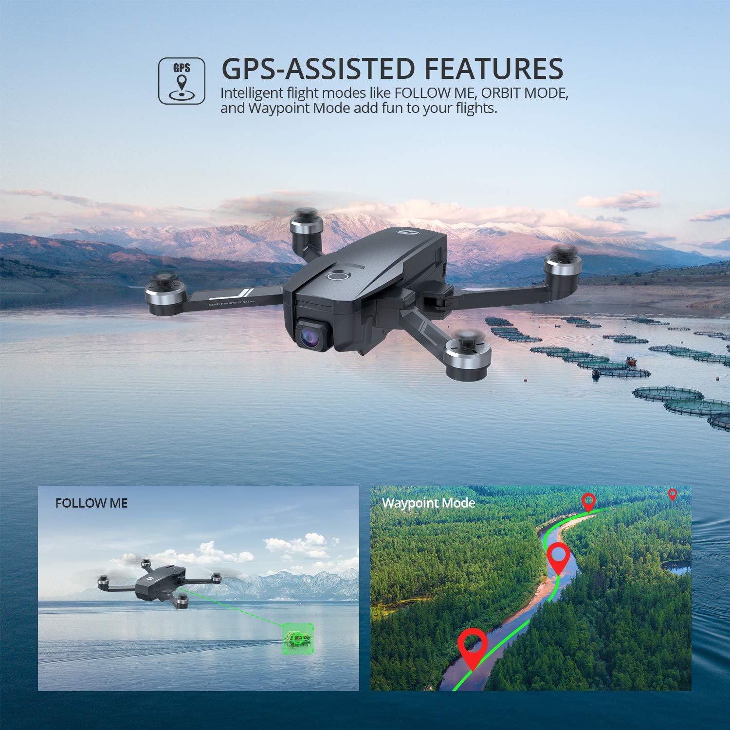 Holy Stone HS720E 4K EIS Drone with UHD Camera for Adults, Easy GPS Quadcopter for Beginner with 46mins Flight Time, Brushless Motor, 5GHz FPV Transmission, Auto Return Home, Follow Me& Anti-shake Cam: Toys & Games