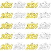 20 Pcs 2026 Year Charm Alloy 2026 Letter Charms Mini Jewelry Making Signet Charms Accessories Crafting Graduation Tassels Parties for New Years Eve Gift Jewelry Making Tassel DIY - Gold & Silver