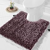 Yimobra Toilet Rugs U Shaped Washable, Extra Thick Soft Absorbent Chenille Contour Bathroom Rugs for Toilet 24x20 Inch, Quick Dry Non Slip Toilet Mat for Bath Floor, Purple Grey